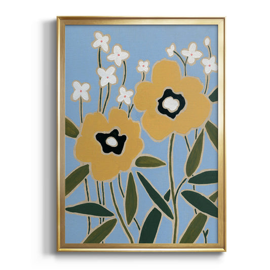 Woodblock Floral II - Modern Framed Canvas Print