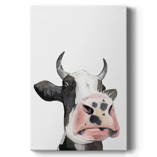 Watercolor Cow Portrait I Premium Gallery Wrapped Canvas - Ready to Hang