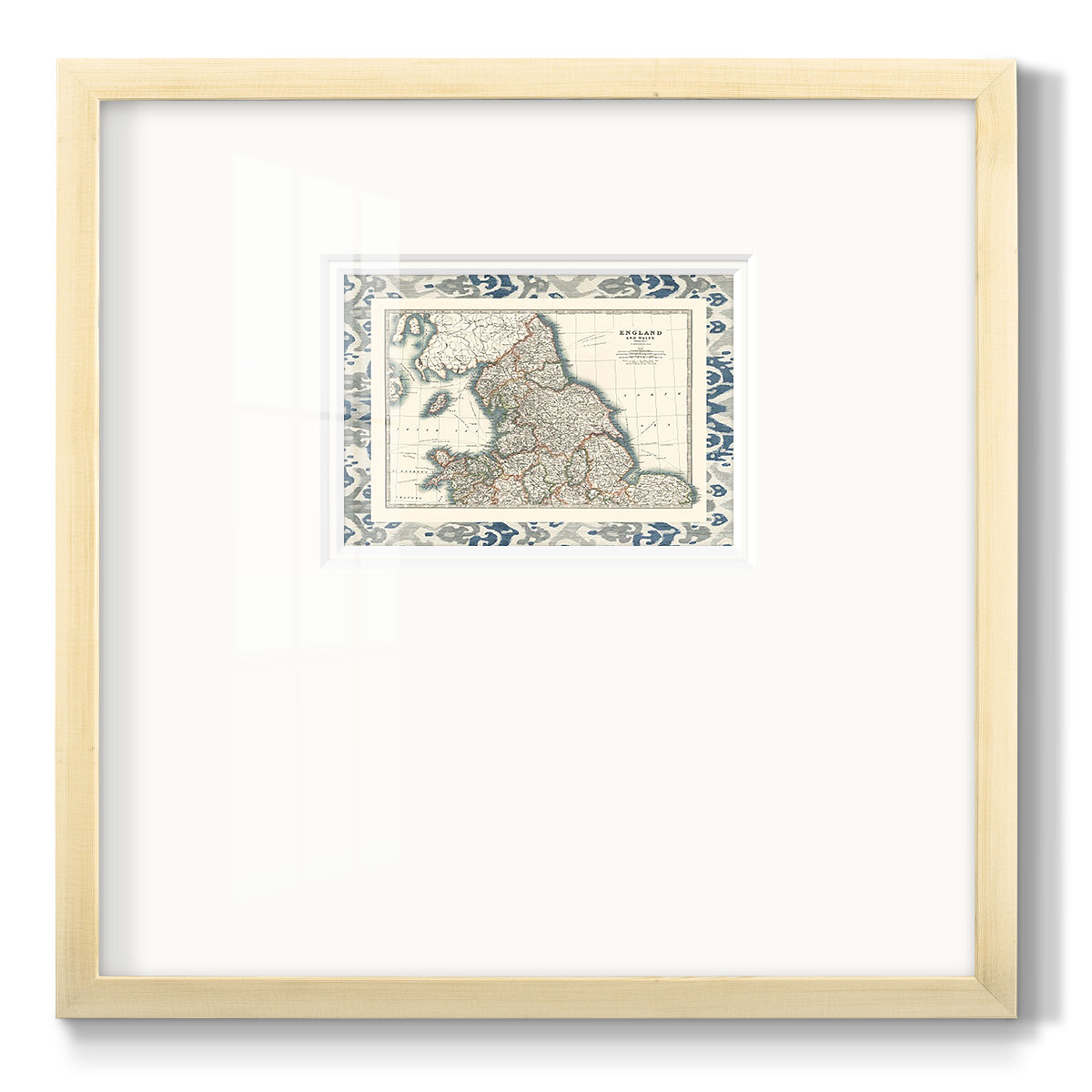 Bordered Map of England & Wales - Double Matboard Framed Print
