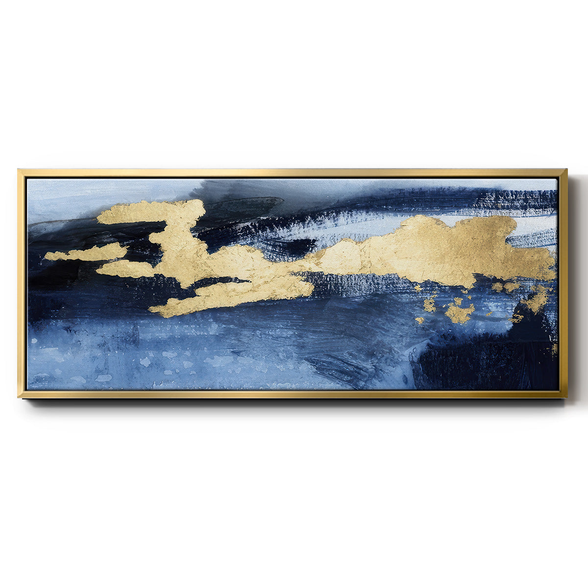 Gilded Indigo Sea I  - Floater Framed Canvas Print