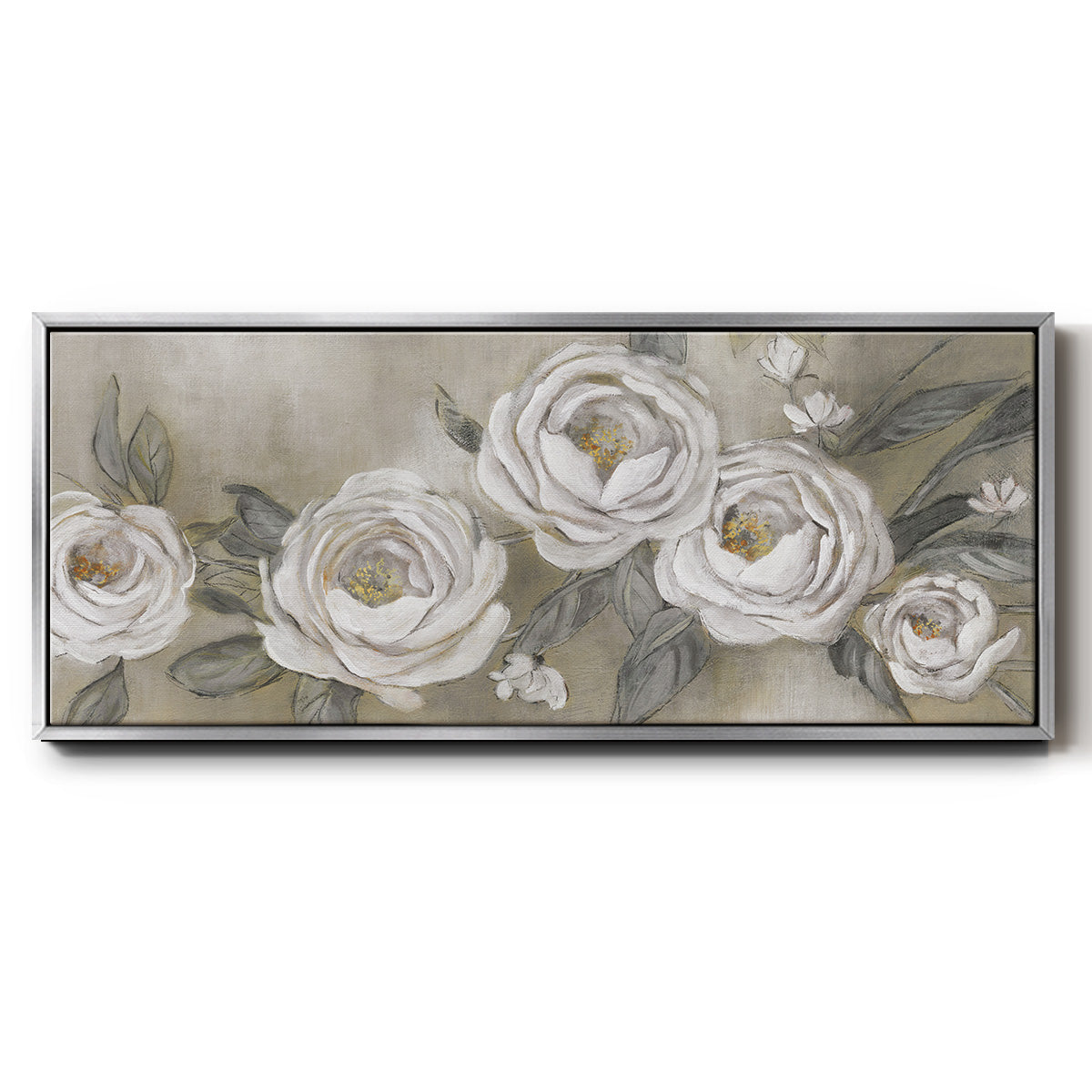 Cottage Roses - Floater Framed Canvas Print