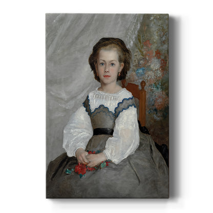 Canvas art print featuring an impressionist portrait of a young girl with soft features and delicate tones on a clean white background.