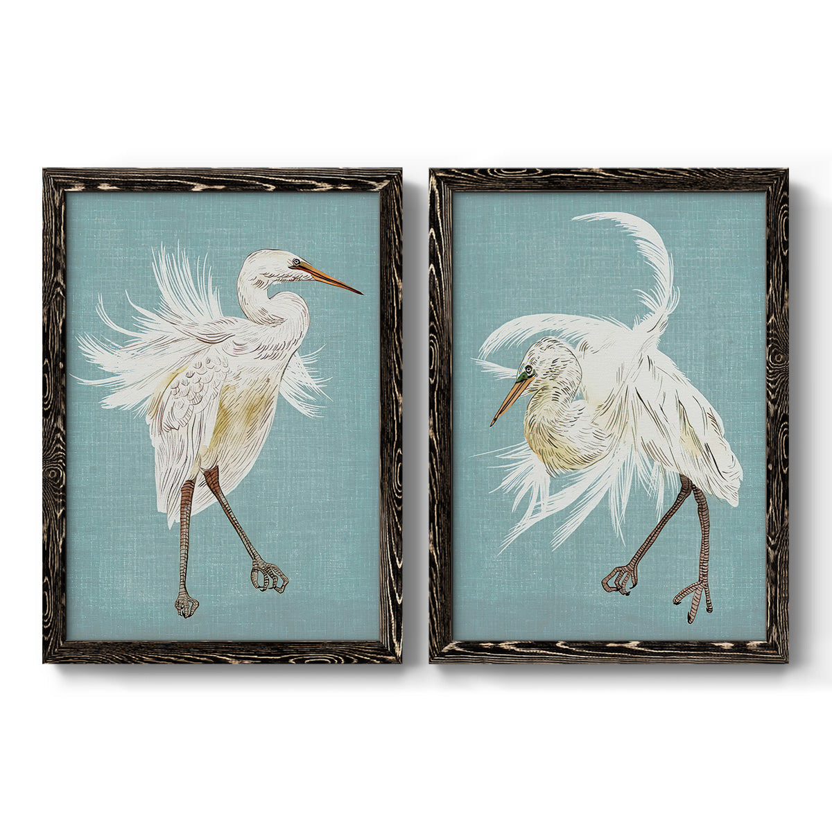 Heron Plumage III - Premium Framed Canvas 2 Piece Set - Ready to Hang