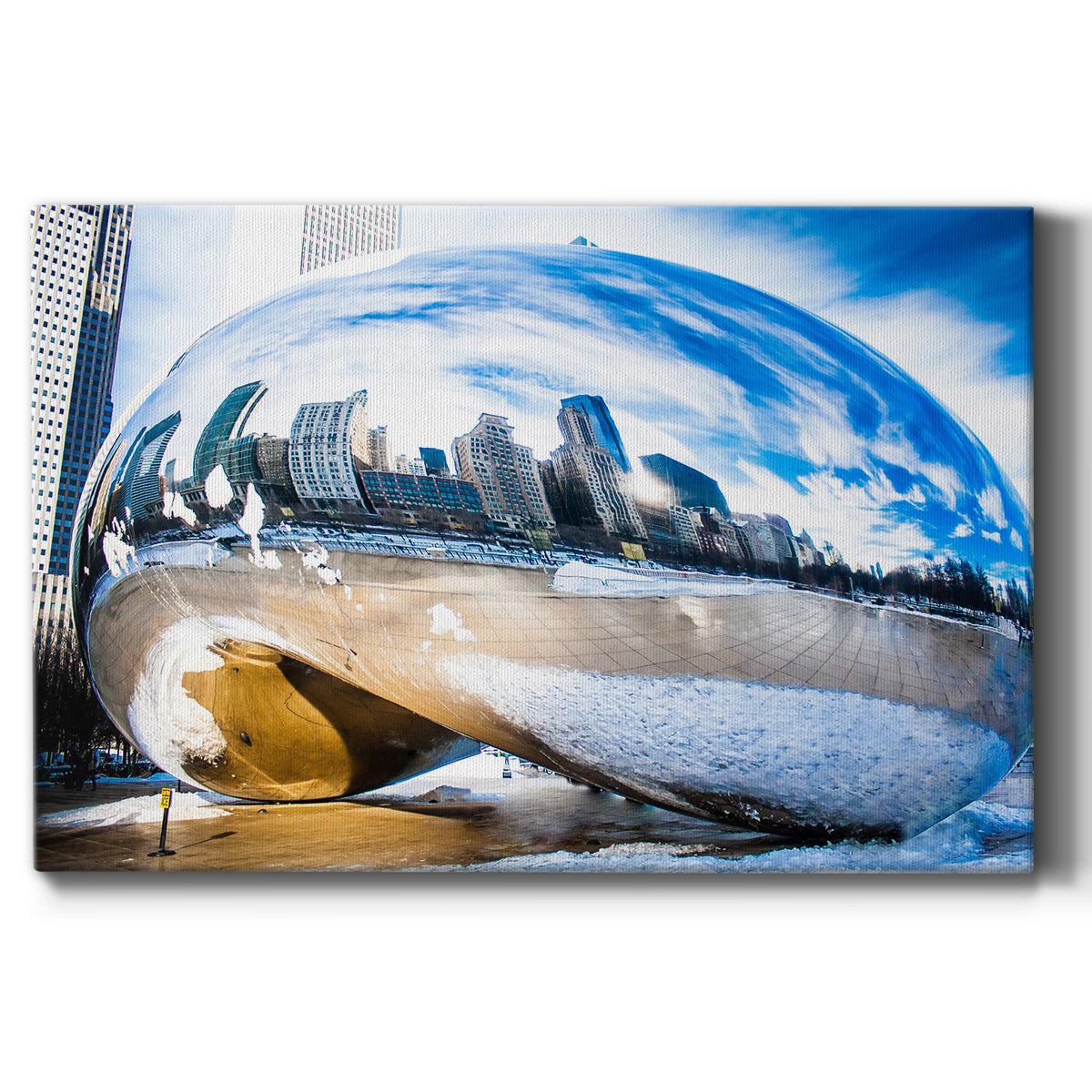 Chicago City Reflection in Cloud Gate - Canvas Art Print