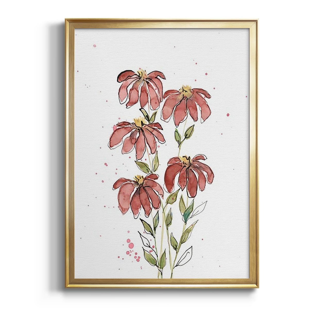 Watercolor Blooms II - Modern Framed Canvas Print