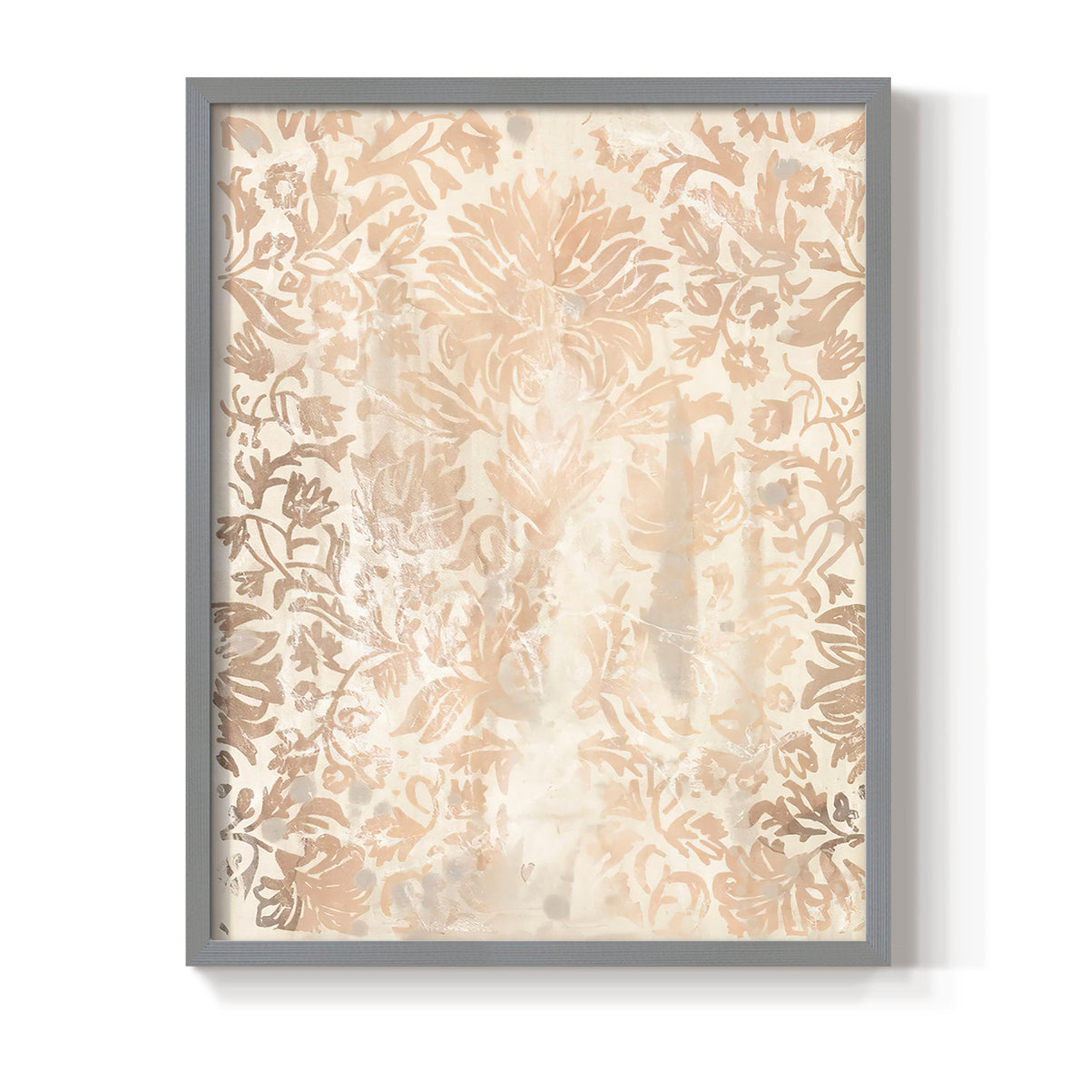 Walnut Damask IV - Restickable Framed Art Print