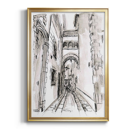 Europe Street Sketches II - Modern Framed Canvas Print