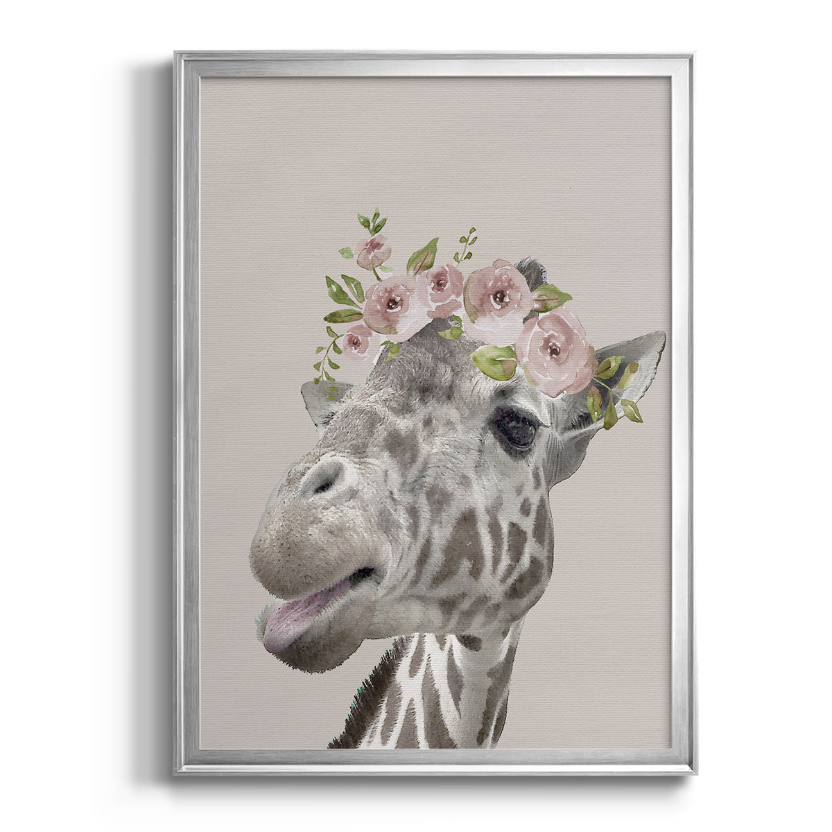 Peek A Boo Giraffe I - Modern Framed Canvas Print