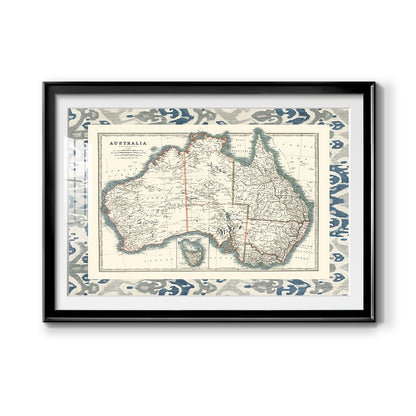 Bordered Map of Australia - Modern Framed Art Print