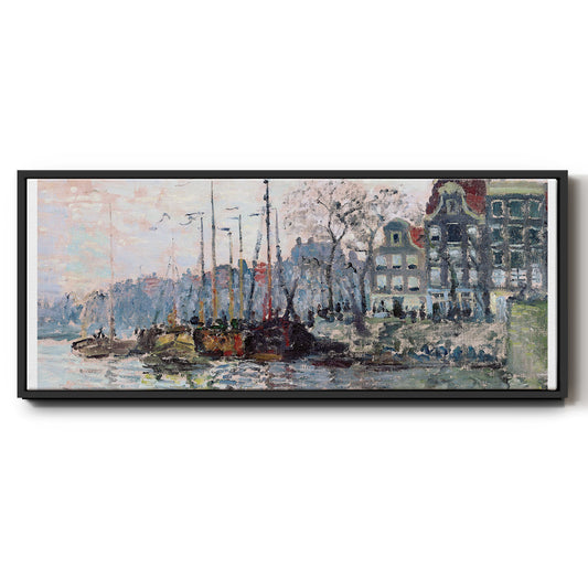 View of the Kromme Waal in Amsterdam - Floater Framed Canvas Print