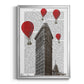 Flat Iron Building and Red Hot Air Balloons - Modern Framed Canvas Print
