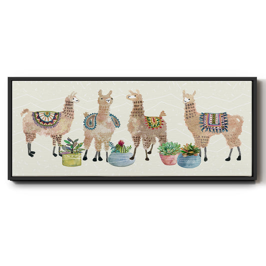 Llama Party - Floater Framed Canvas Print