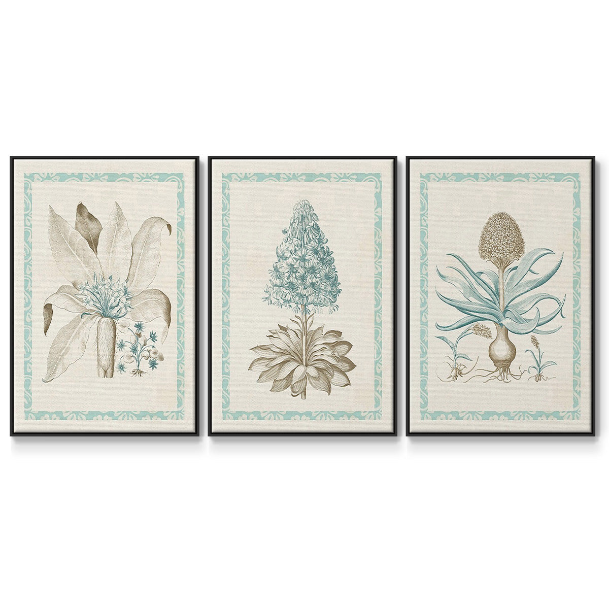 Willow Blue Besler IV - Framed Premium Gallery Wrapped Canvas L Frame 3 Piece Set - Ready to Hang