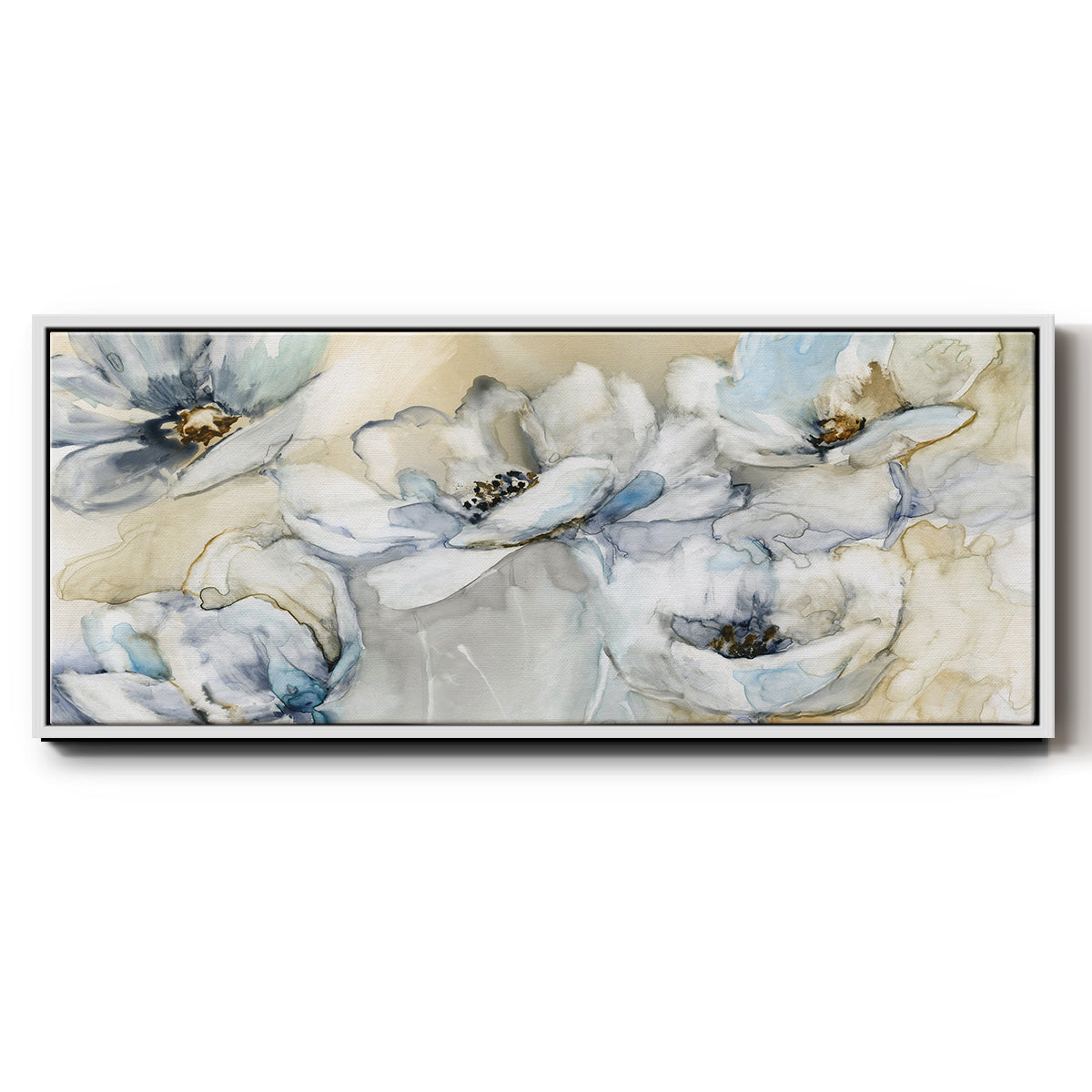 Soft Blooms - Floater Framed Canvas Print