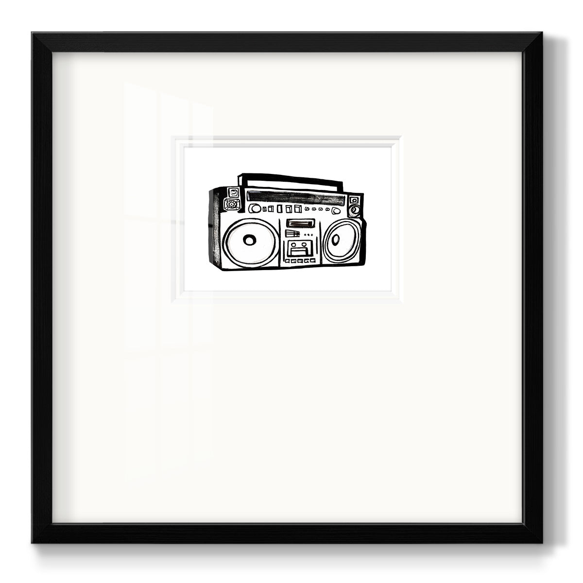 Boombox Sketch Premium Framed Print Double Matboard