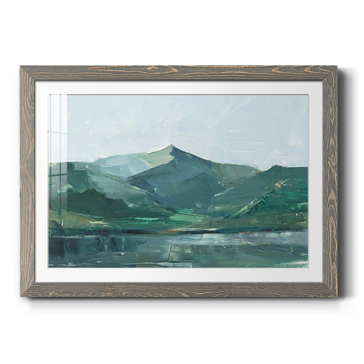 Green Grey Mountains I - Barnwood Framed Art Print