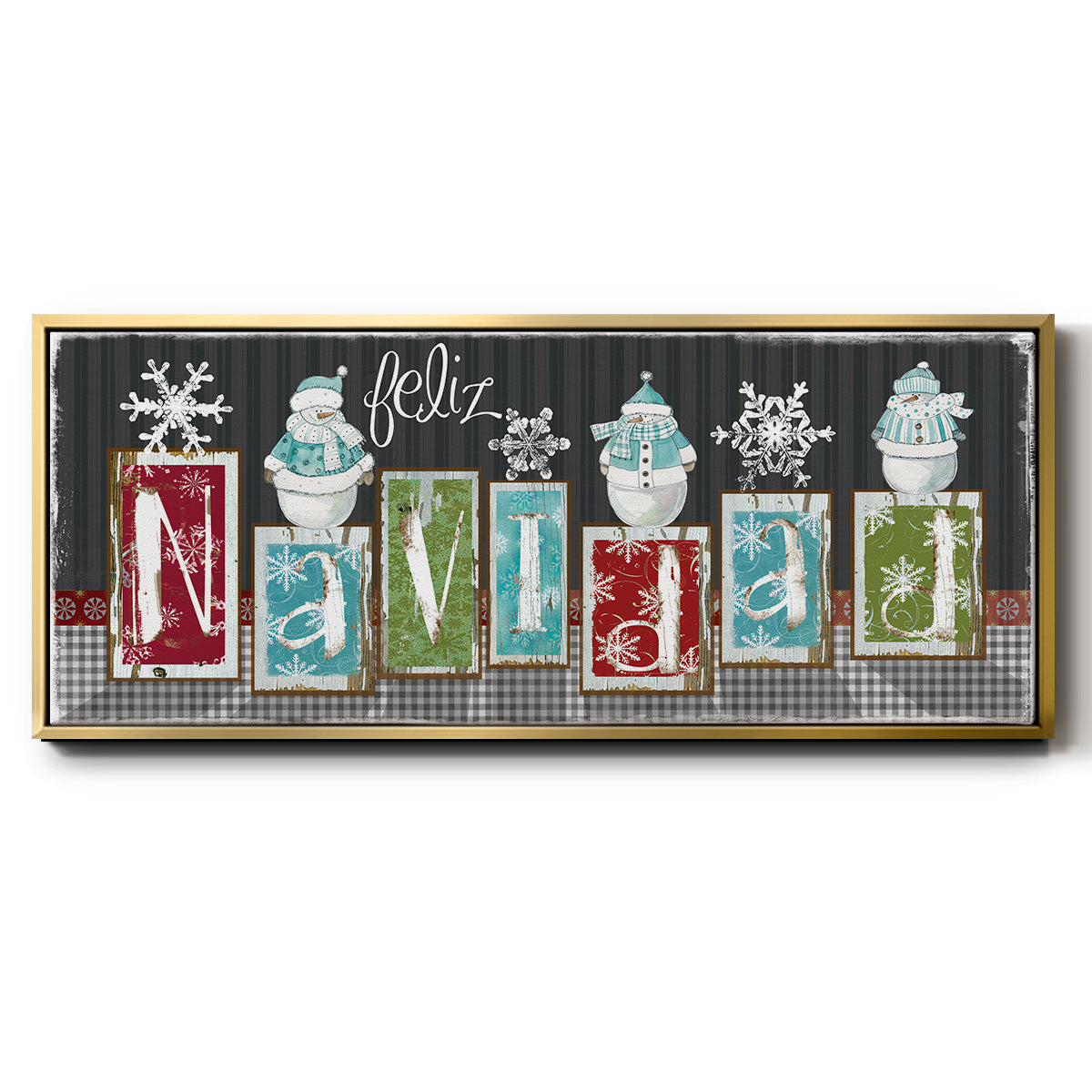 Navidad Blocks - Floater Framed Canvas Print