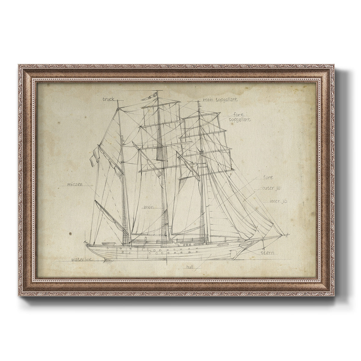 Sailboat Blueprint I Premium Framed Canvas- Ready to Hang