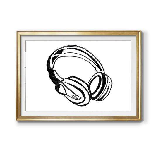 Headphones Sketch Premium Framed Print - Ready to Hang