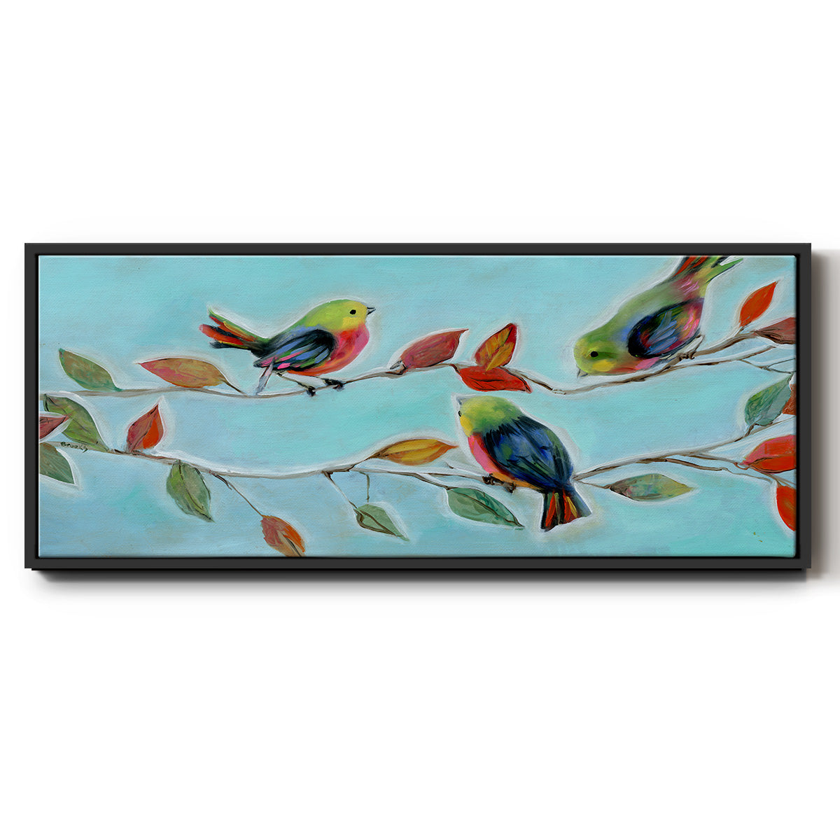 Bitty Birds II - Floater Framed Canvas Print