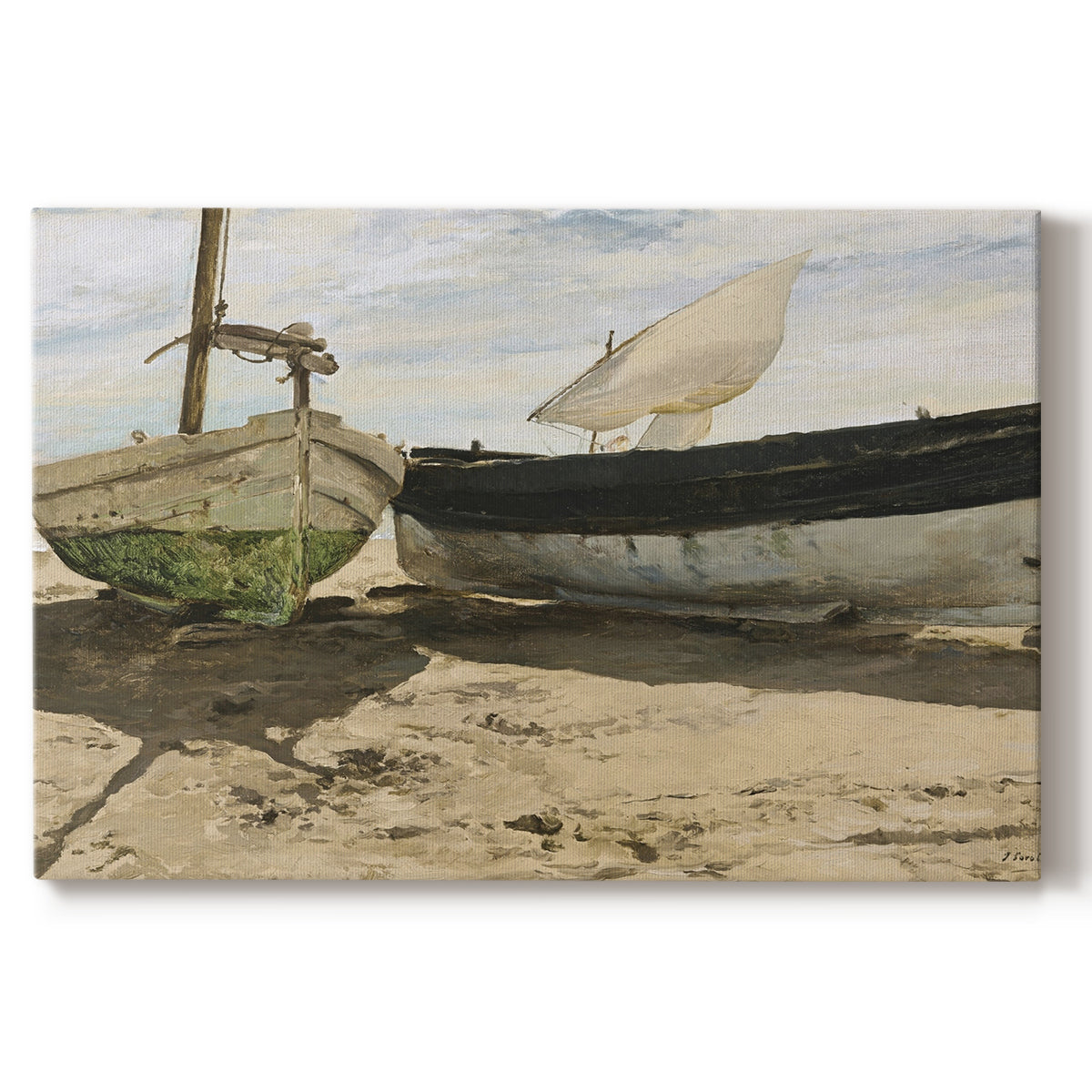 fishing boats,sandy beach,coastal scene,cloudy sky,early afternoon,rustic boats,seaweed,tranquil atmosphere,shoreline,nautical,ocean,watercraft,natural light,marine,weathered,shoreside,landscape,sandy shore,retreating tide,old boats,boat details,fishing,marine life,coastal landscape,seascape,relaxation,nature,scenery,heritage,local craftsmanship,wooden boats,traditional fishing,outdoor,solitude,calm waters,beach tranquility,environmental,nature's beauty,coastal art
