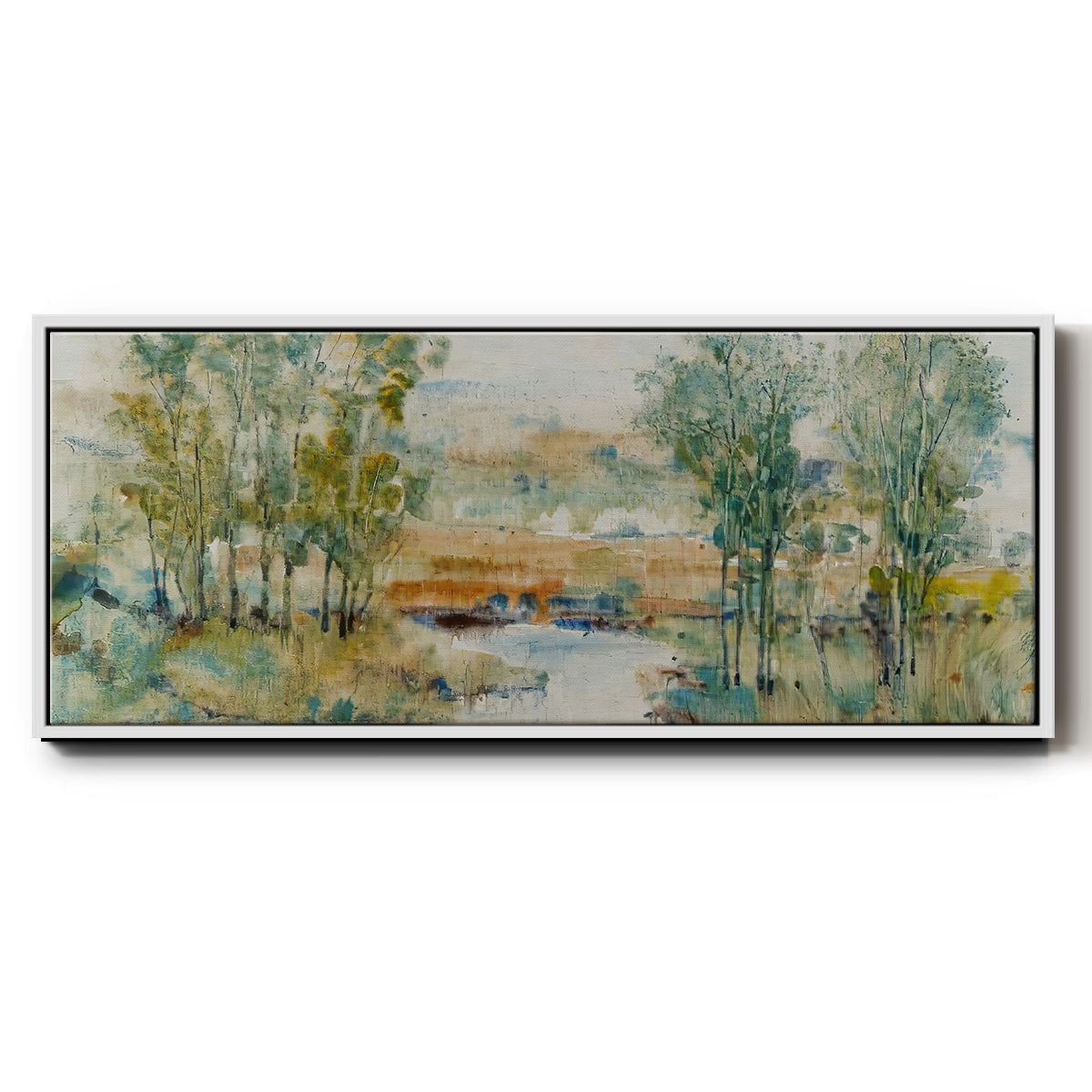 Trees on the Creek II - Floater Framed Canvas Print
