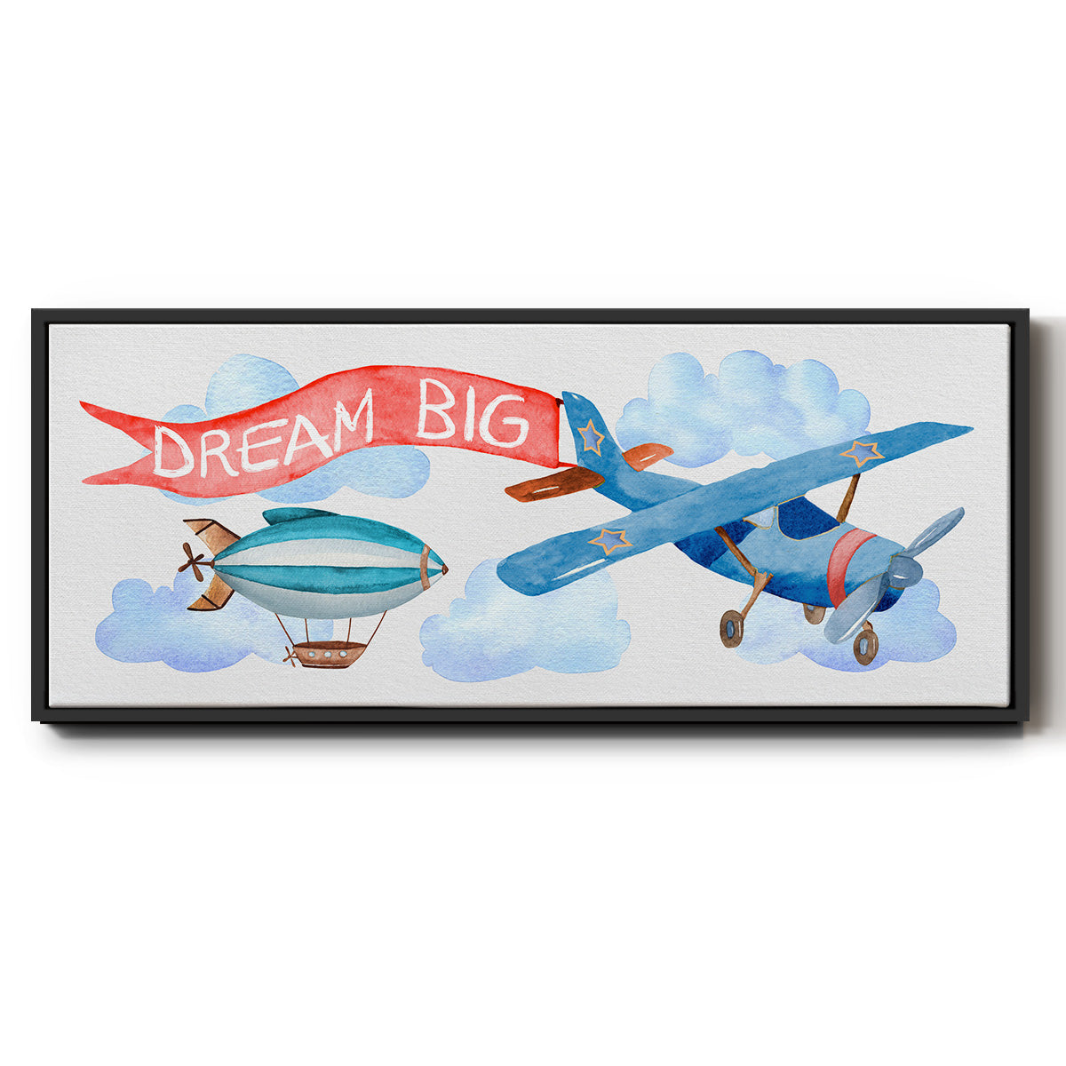 Dream Big Airplane - Floater Framed Canvas Print