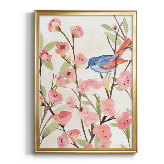 Cherry Blossom Perch II - Modern Framed Canvas Print