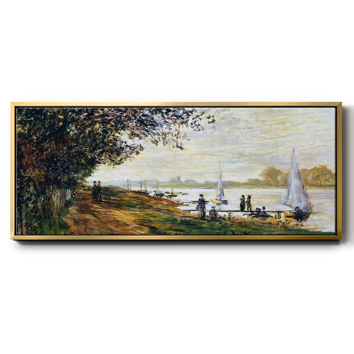 The Riverbank at Le Petit - Floater Framed Canvas Print