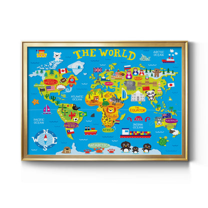 World Map Premium Classic Framed Canvas - Ready to Hang