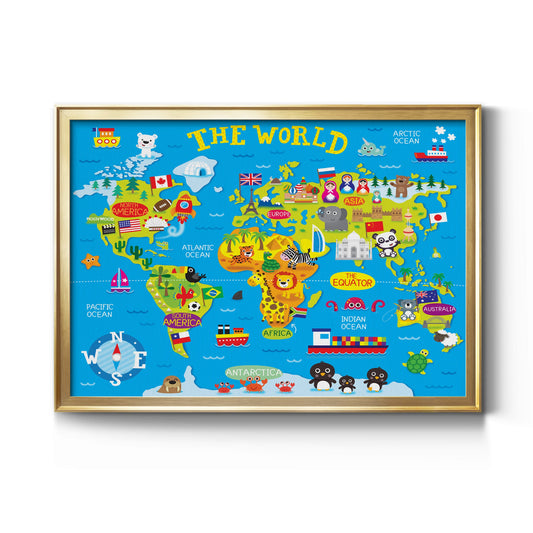 World Map Premium Classic Framed Canvas - Ready to Hang