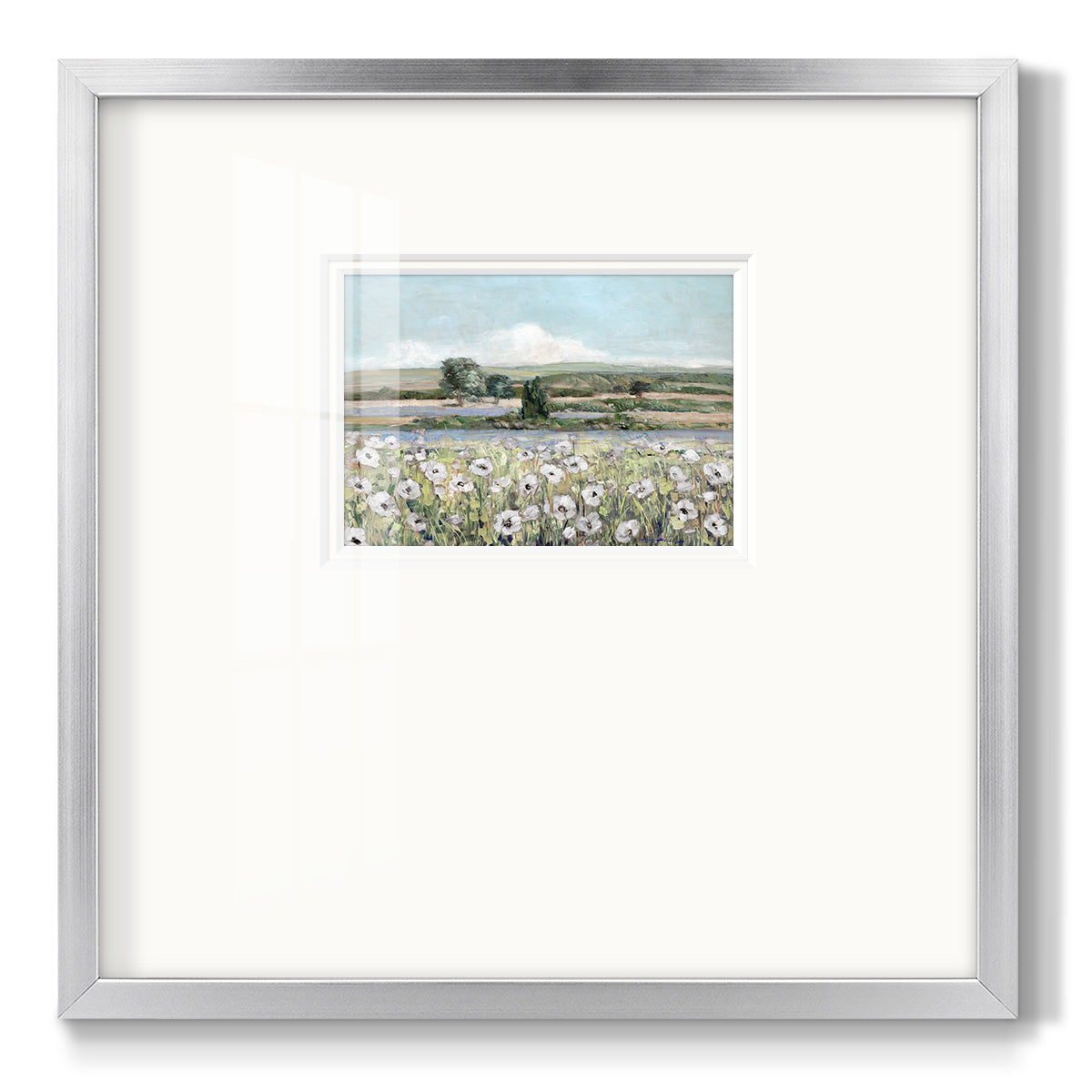 Vintage Poppy Valley - Double Matboard Framed Print