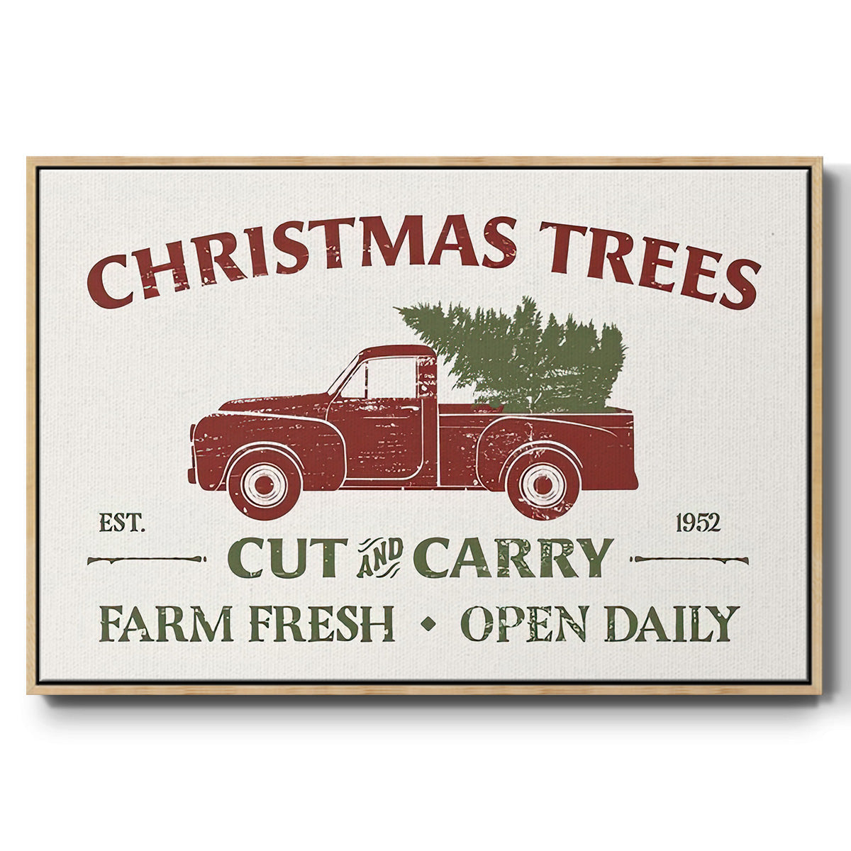 Christmas Farm Sign Collection A - Framed Gallery Wrapped Canvas in Floating Frame