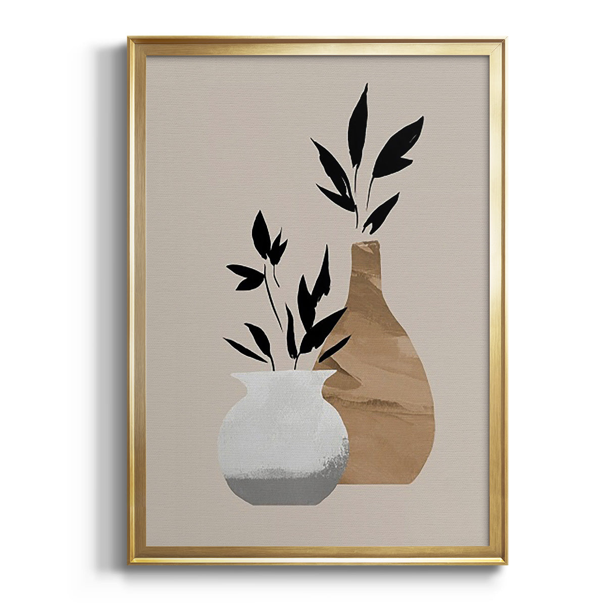 Simple Bud Vases I - Modern Framed Canvas Print