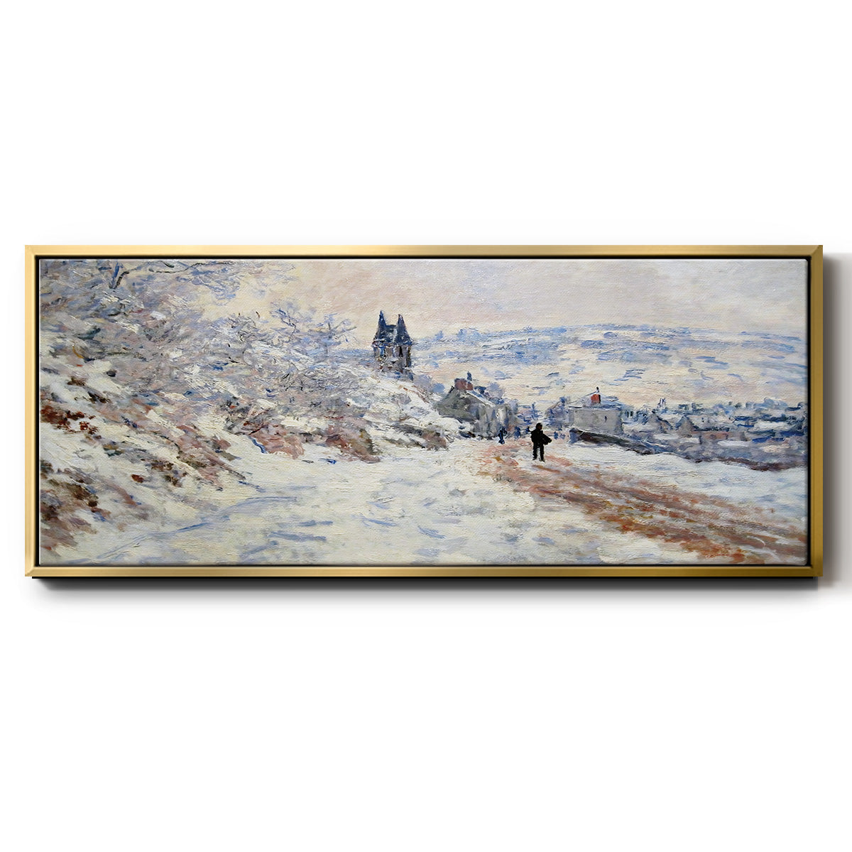 The Road to Vétheuil, Snow Effect, 1879 - Floater Framed Canvas Print
