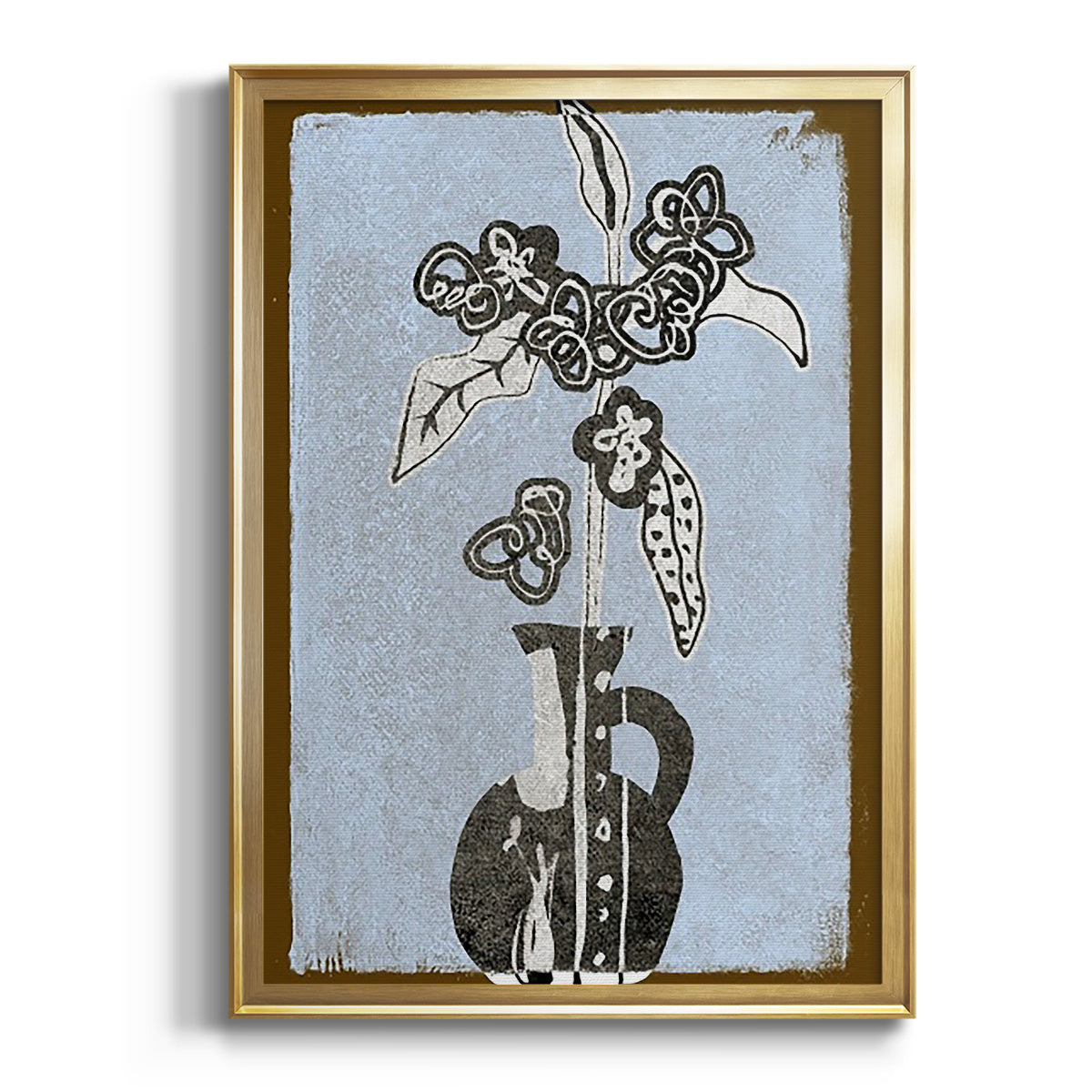 Graphic Flowers in Vase I - Modern Framed Canvas Print