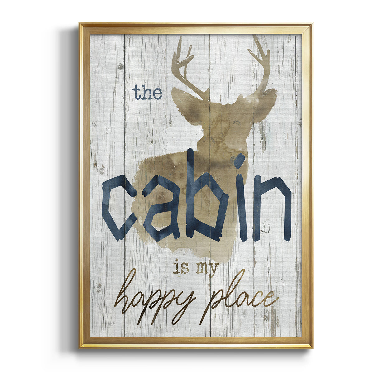 Happy Place Cabin - Modern Framed Canvas Print