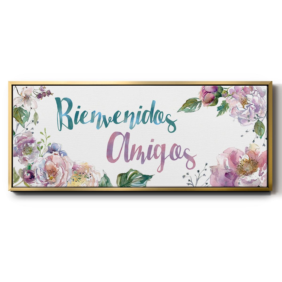 Bienvenidos Amigos - Floater Framed Canvas Print