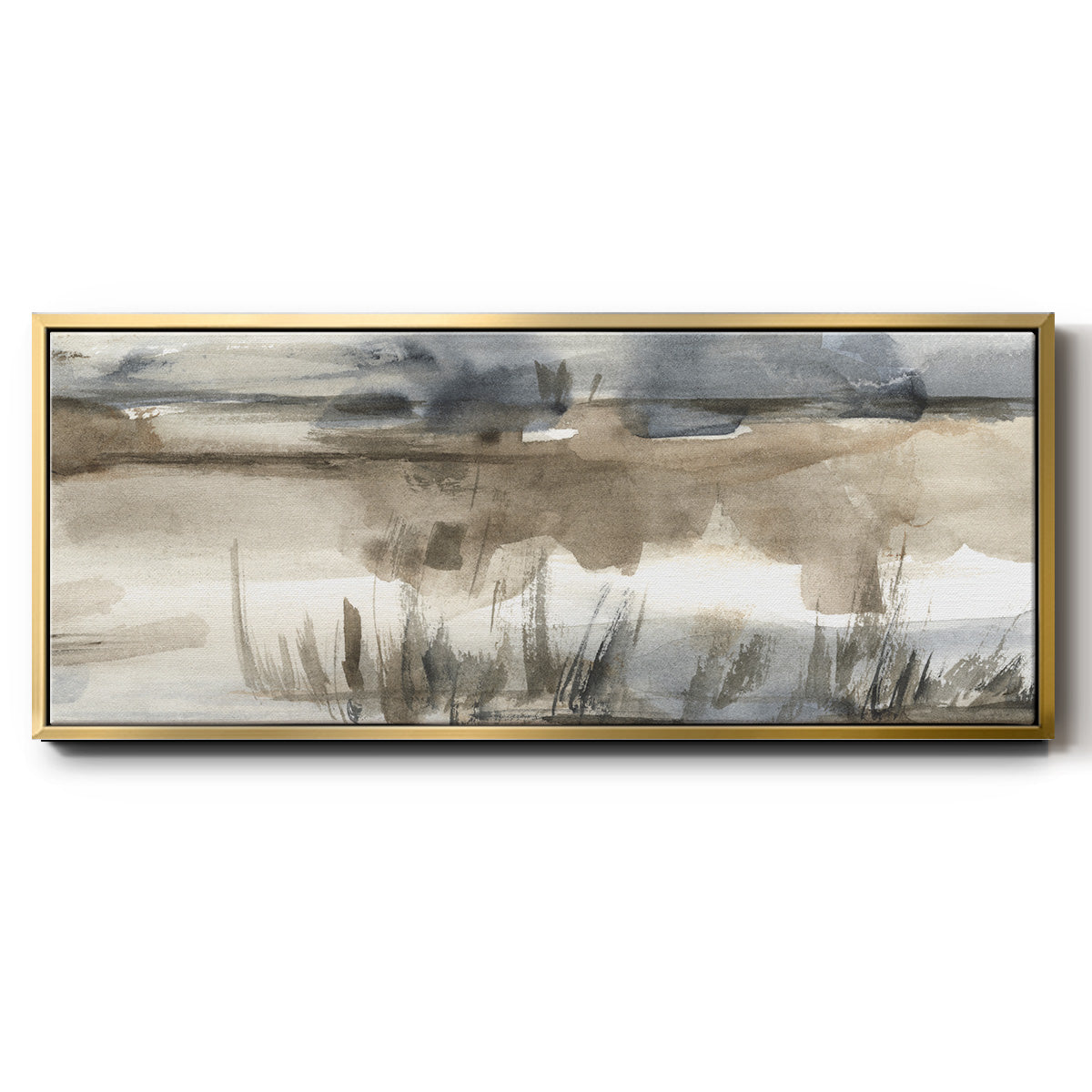 BlueGrey Marsh I - Floater Framed Canvas Print
