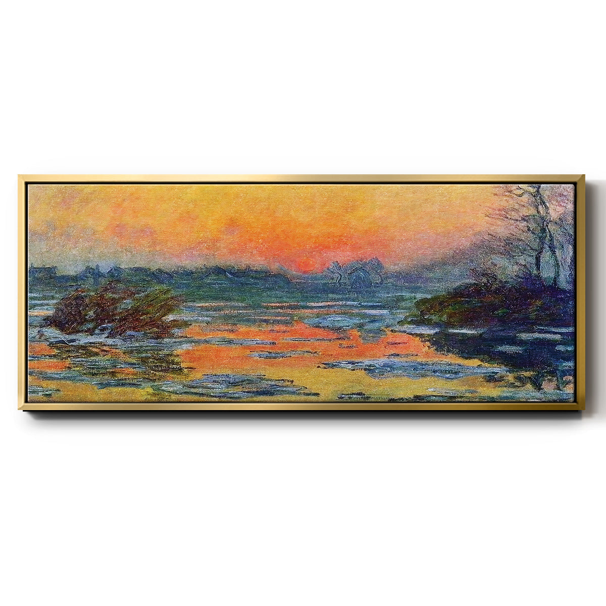 Sunset on the Seine in Winter, 1880 - Floater Framed Canvas Print
