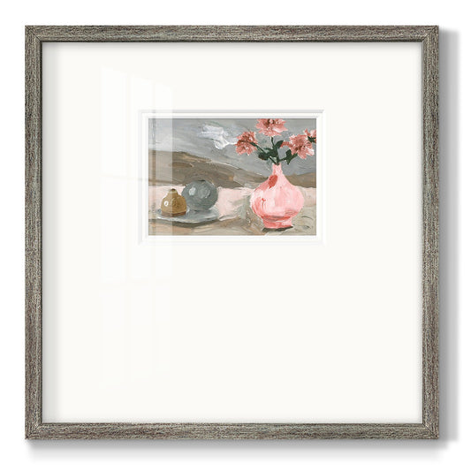 Vase of Pink Flowers VI - Double Matboard Framed Print