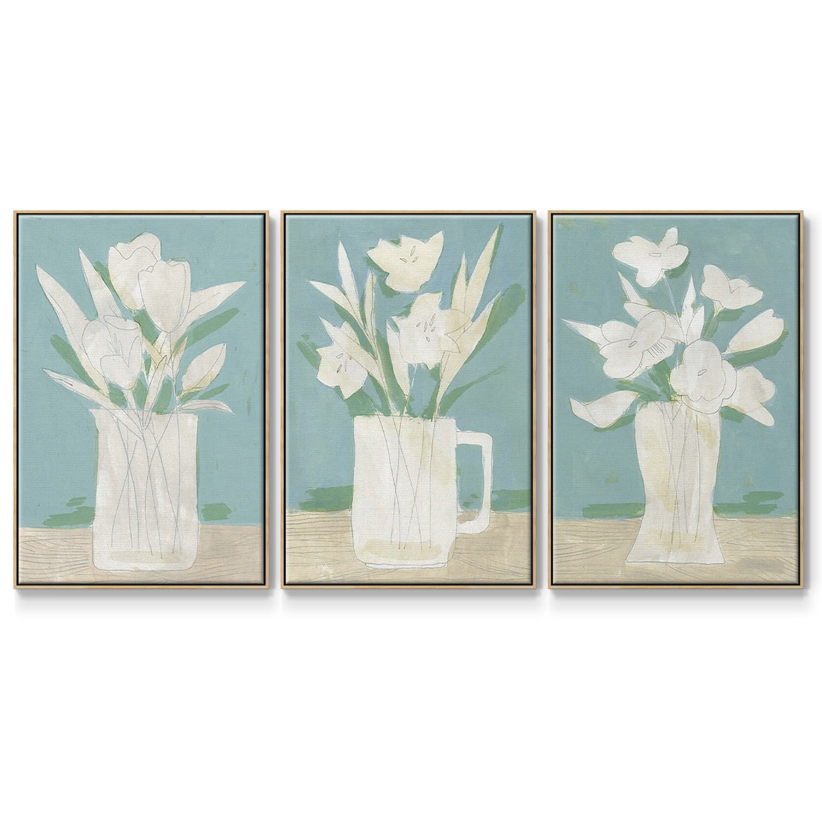 Mushroom Species X - Framed Premium Gallery Wrapped Canvas L Frame 3 Piece Set - Ready to Hang