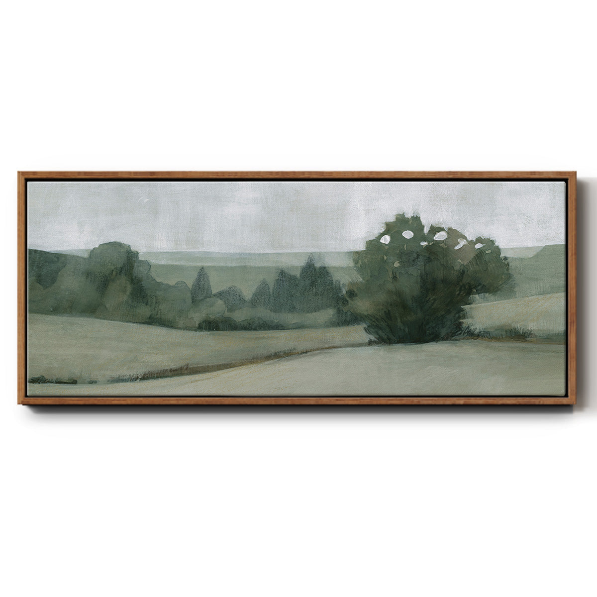 Soft Green Landscape II - Floater Framed Canvas Print