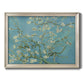 Impressionist flowering almond branch painting by Vincent van Gogh printed on canvas in an ornate champagne frame.