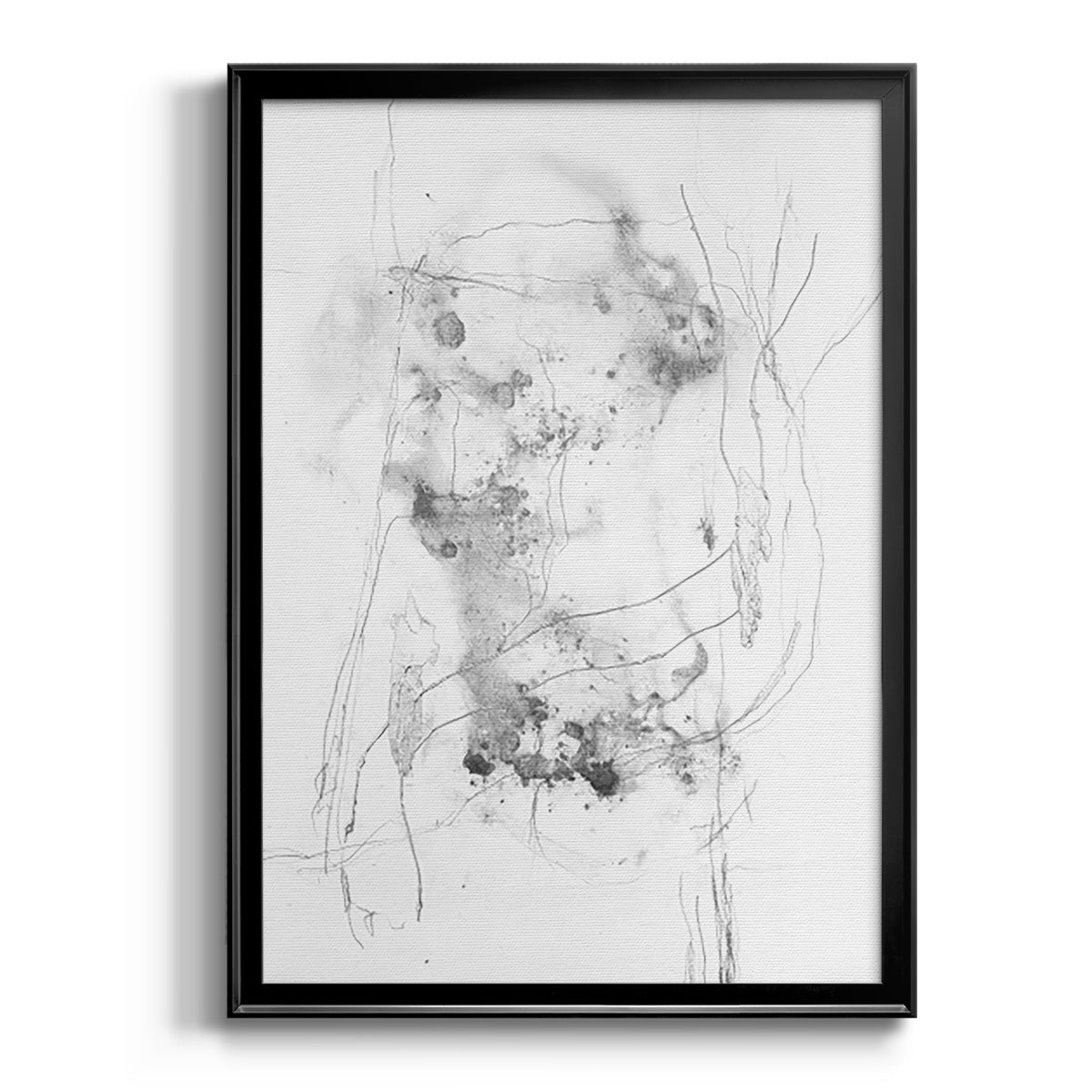 Graphite Abstract IV - Modern Framed Canvas Print