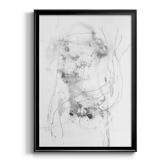 Graphite Abstract IV - Modern Framed Canvas Print