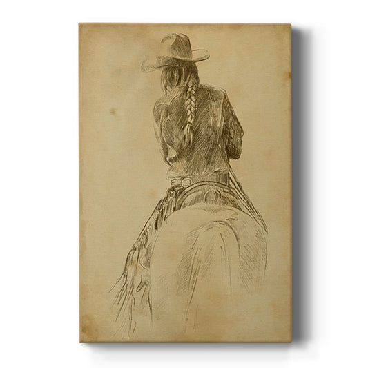 Cowgirl on Horseback I - Canvas Art Print