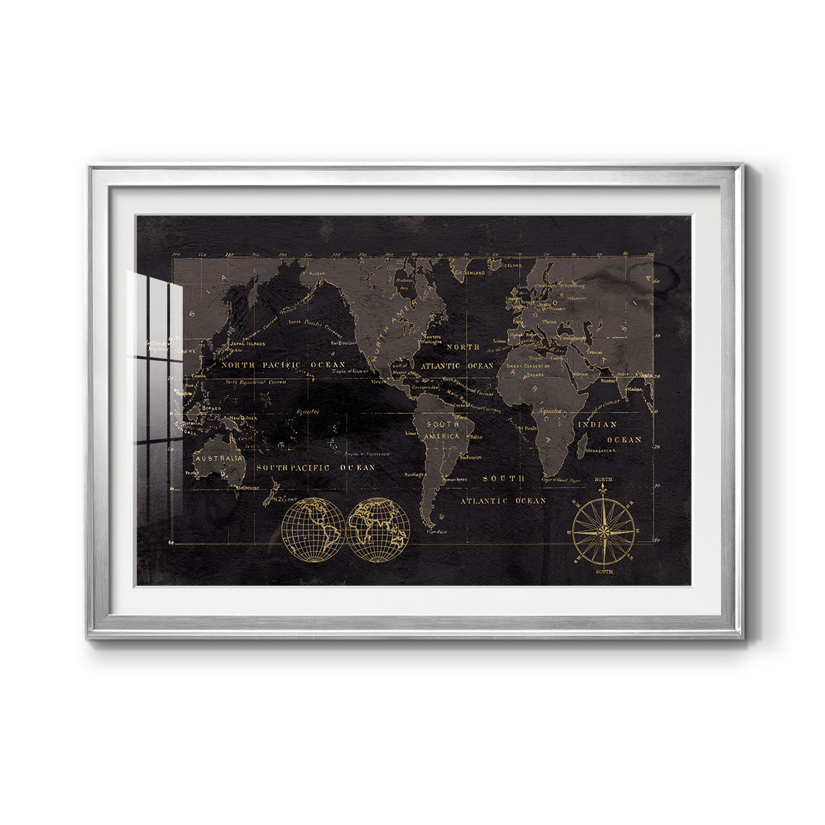 Black Gold Map - Modern Framed Art Print