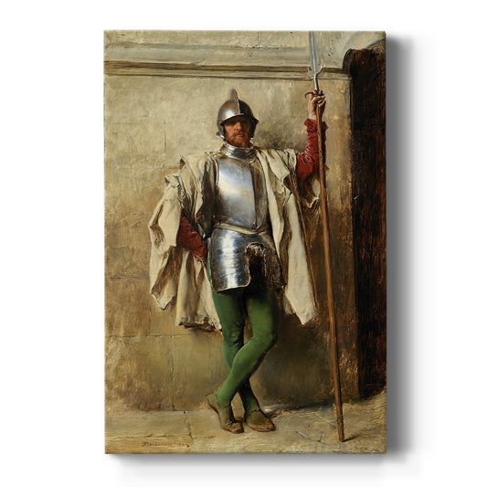 Canvas art print featuring a realistic portrait of a standing guard in uniform with fine detail on a clean white background.