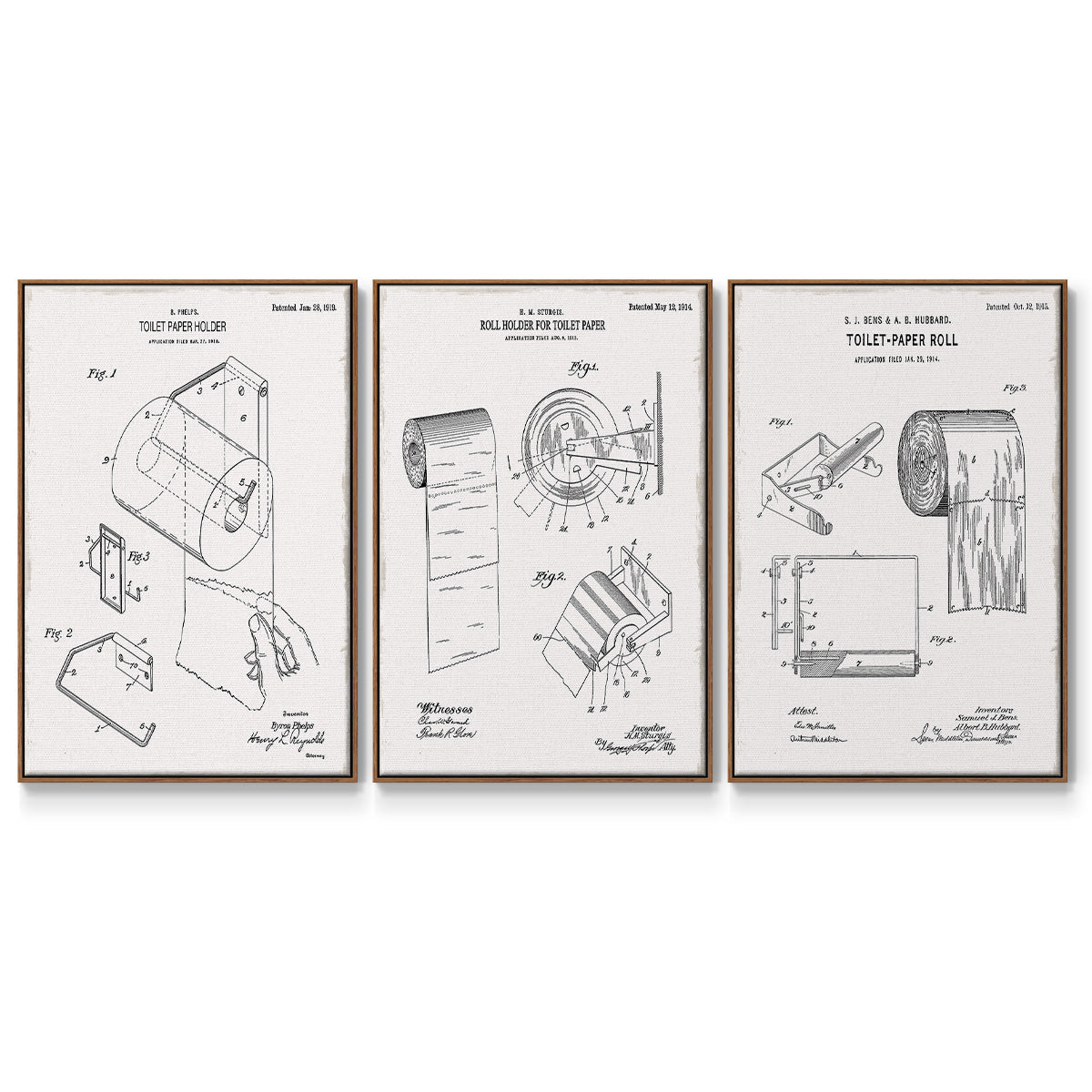 Toilet Paper Patent I - Floater Framed Canvas Set